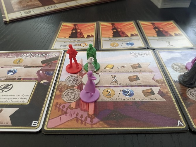 Students in Argent the Consortium vying for a card