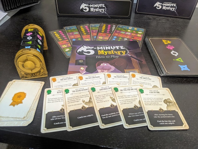 Scenario cards, rulebook, scene cards, player aids and the codex.