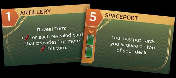 Two of the new tech tiles from the expansion to Dune Imperium.