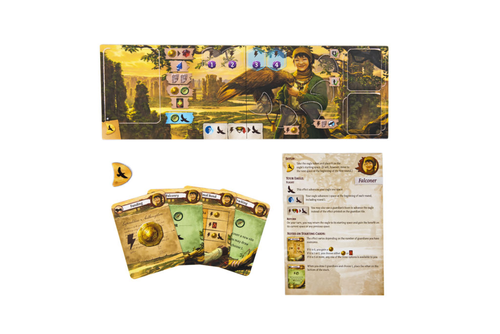 The Falconer player board tokens and rules.