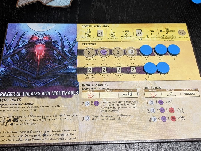 The spirit board for the Bringer of Dreams and Nightmares.