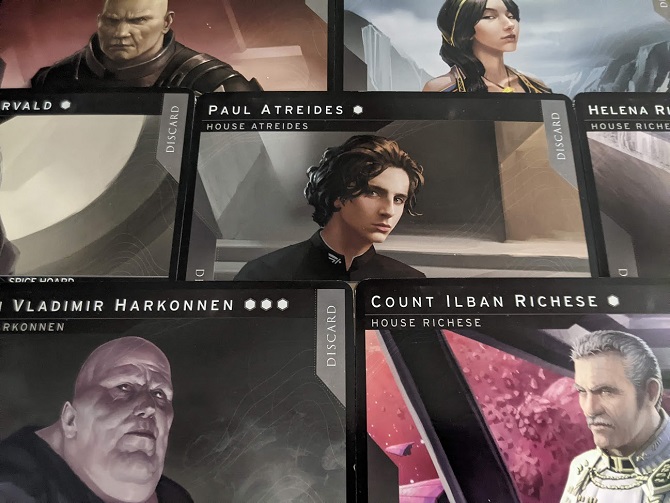Some of the characters from Dune: Imperium including, Paul Atreides, Vladimir Harkonnen and Count Ilban Richese.