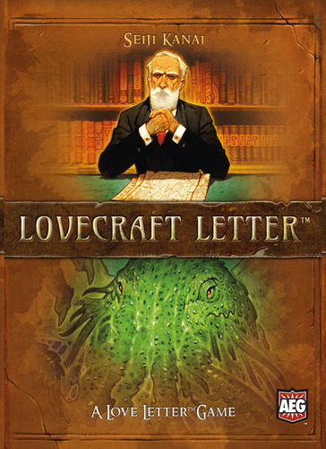 Lovecraft Letter box showing HP Lovecraft in a study on the top half, and Cthulhu on the bottom.