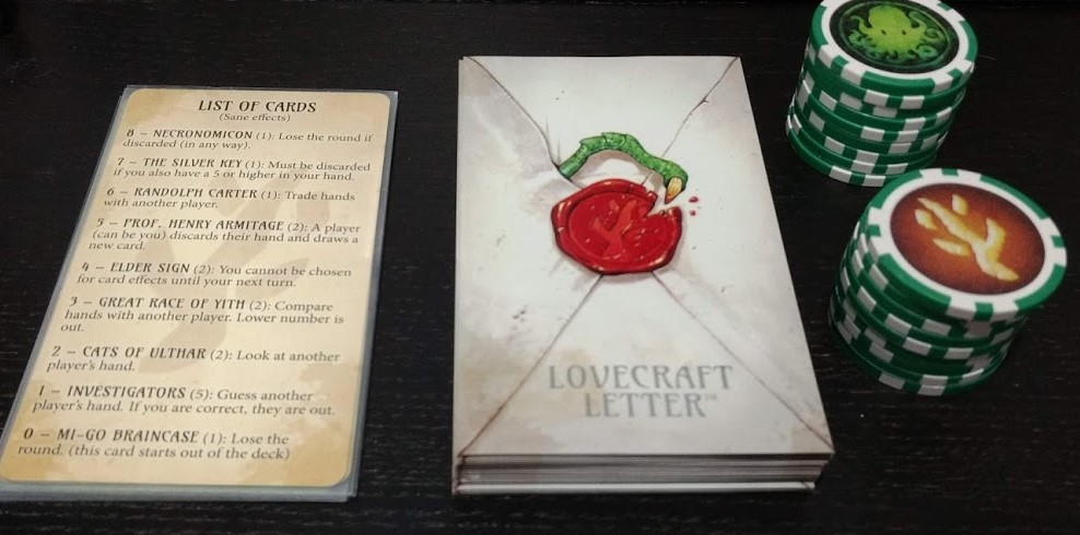 Cards and tokens neatly stacked, and ready for play!