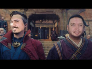 face of David Norris badly photoshopped on top of Wong and face of clarence simpson on dr strange