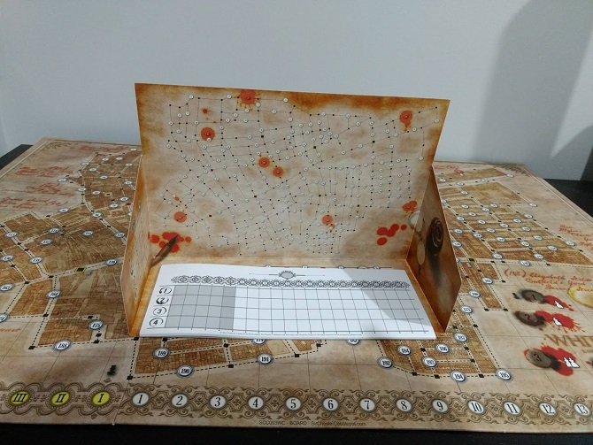 Behind Jack the Ripper screen we see the sheet of paper the Jack player fills out.