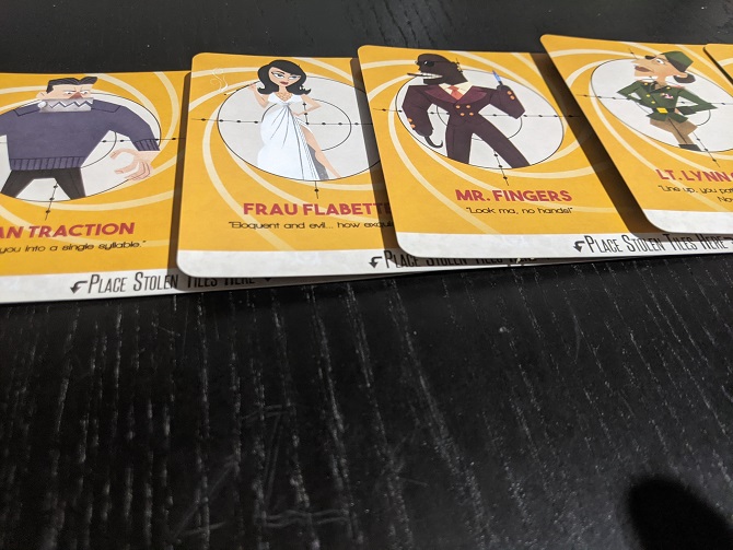 Some of the characters in Word Domination, all based on characters from James Bond.