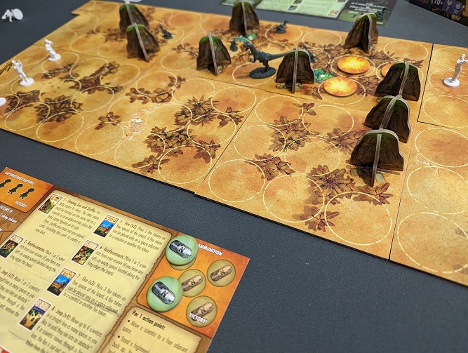 Showing off the desert map that changes where rocks are placed on the board.