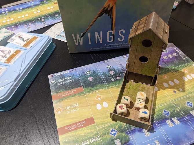 Wingspan dice tower on top of player board